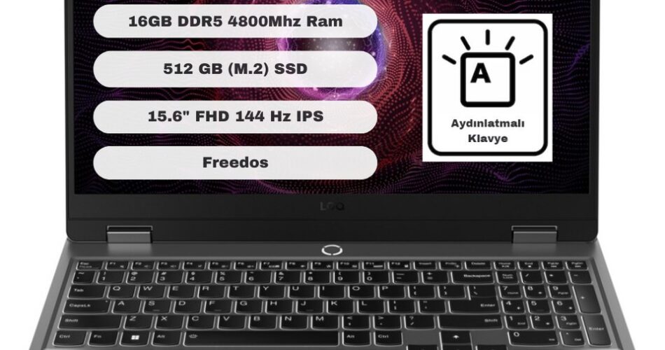 Lenovo LOQ AMD Ryzen 5 7235HS 16GB 512GB SSD RTX3050 Freedos 15.6" FHD Taşınabilir Bilgisayar 83JC000QTR